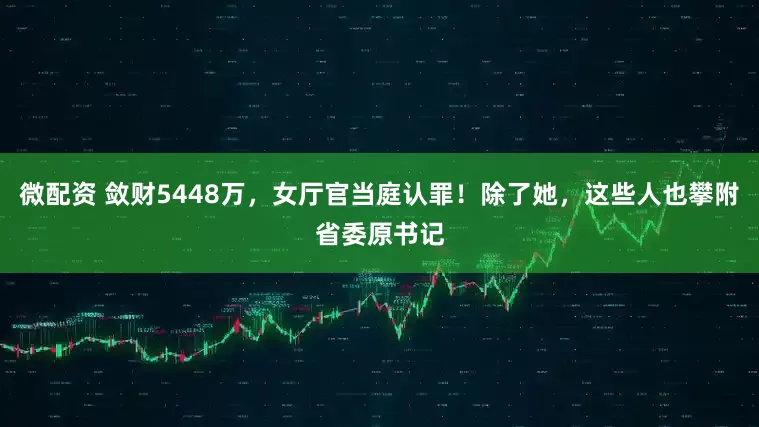 微配资 敛财5448万，女厅官当庭认罪！除了她，这些人也攀附省委原书记